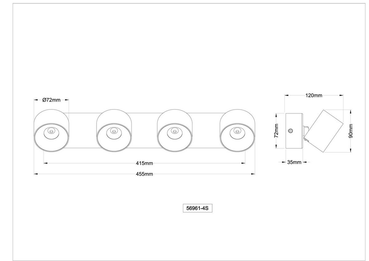 GLOBO LED-Strahler sand Metall Aluminium Kunststoff B/H/L: ca. 8,5x42x10,5 cm 4 Brennstellen LED-Strahler-Rae - sand (10,50/8,50/42,00cm) - GLOBO
