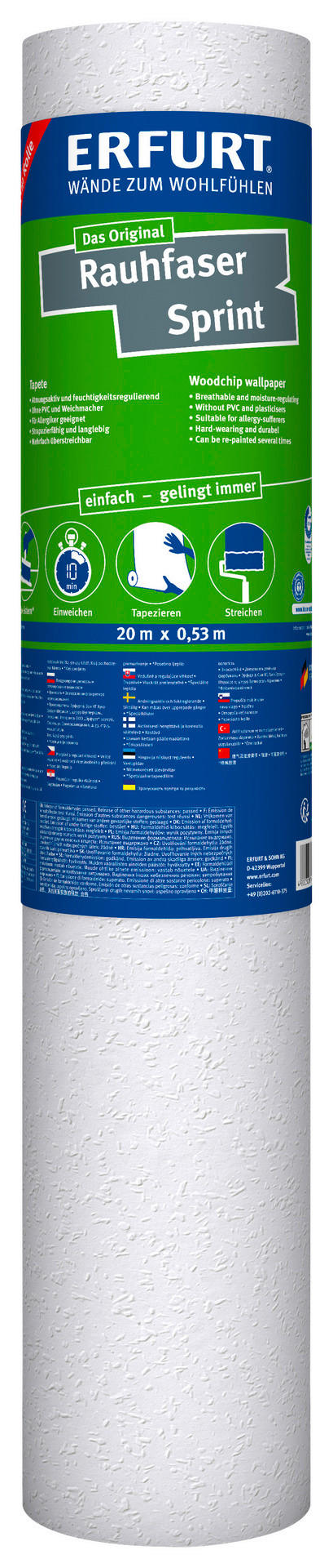 Erfurt Rauhfaser weiß B/L: ca. 53x2000 cm strukturiert Rauhfaser_Erfurt_Sprint 20m - weiß (53,00/2000,00cm) - Erfurt