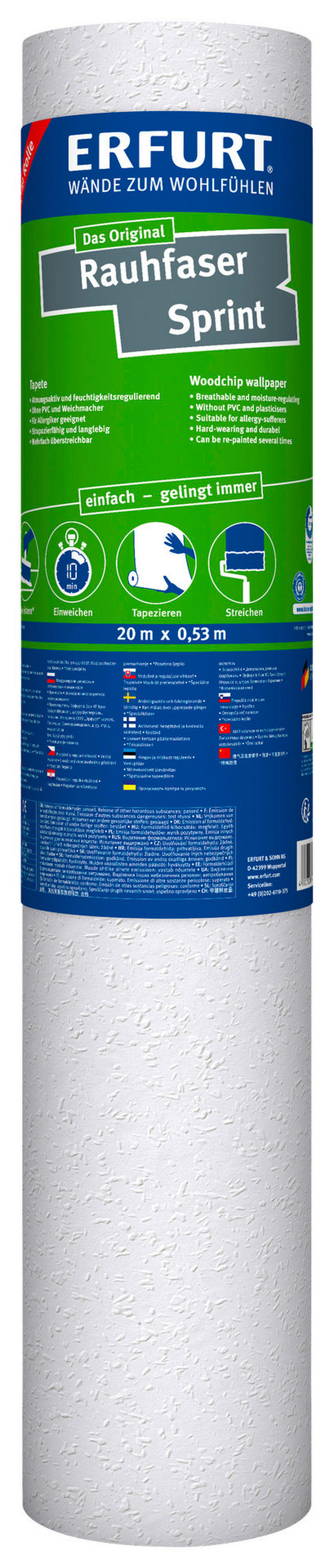 Erfurt Rauhfaser Sprint weiß B/L: ca. 53x2000 cm strukturiert Sprint - weiß (53,00/2000,00cm) - Erfurt