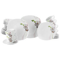 CreaTable Kombiservice Square Orchidee weiß Porzellan 30 tlg. Square Orchidee - weiß/mauve - CreaTable