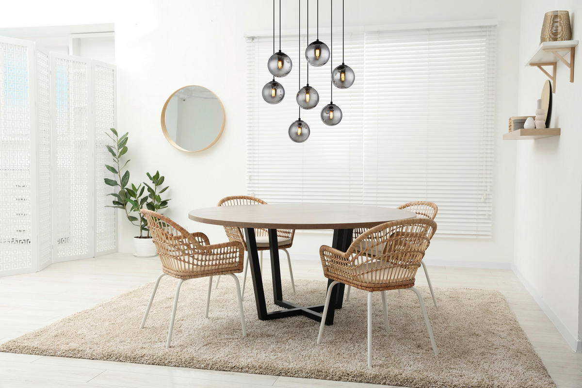 GLOBO Pendelleuchte grau mattschwarz Glas Metall H/D: ca. 120x55 cm G9 7 Brennstellen RIHA - mattschwarz/grau (55,00/120,00cm) - GLOBO