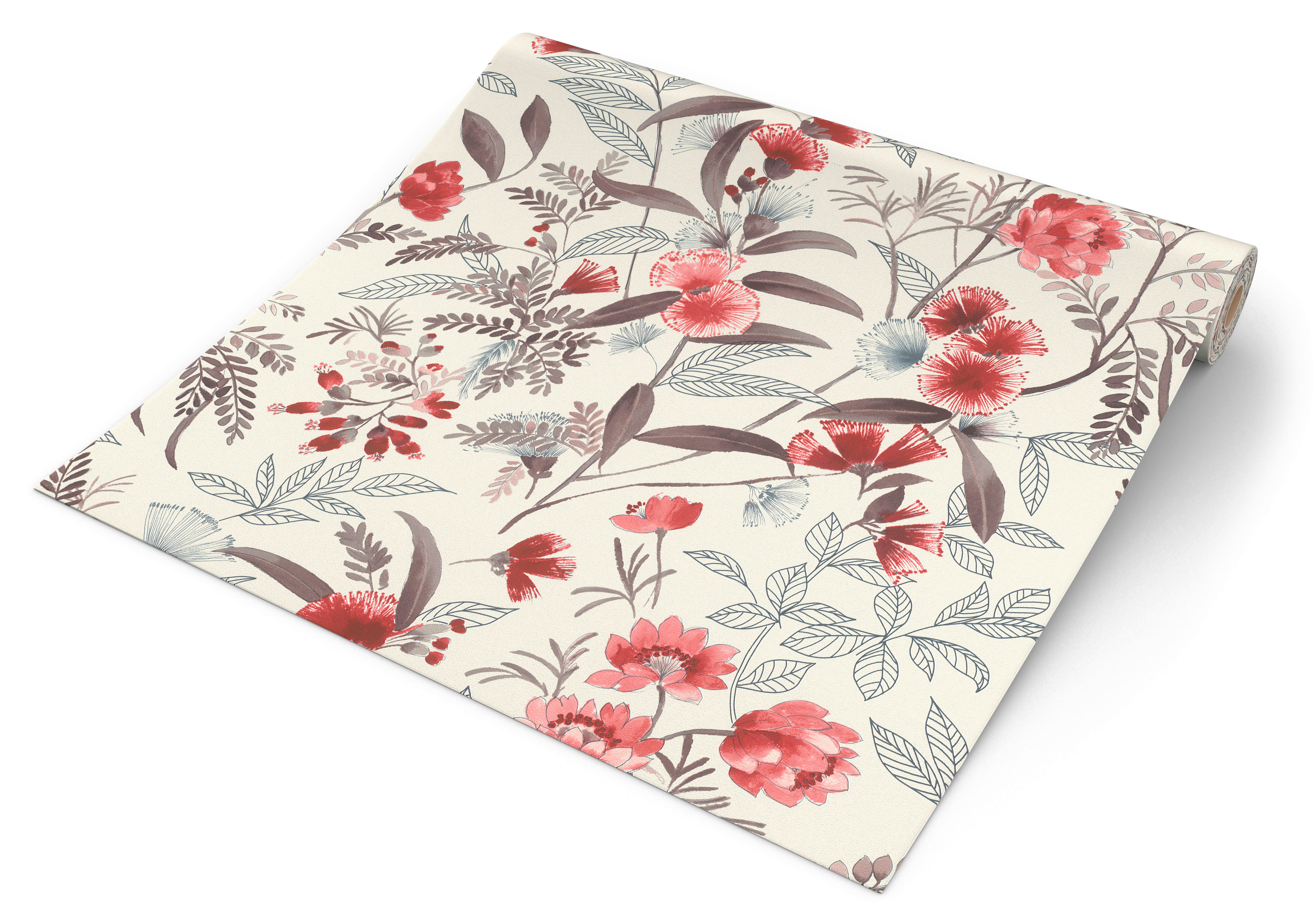 Rasch Vliestapete Blumen weiß rot B/L: ca. 53x1005 cm günstig online kaufen