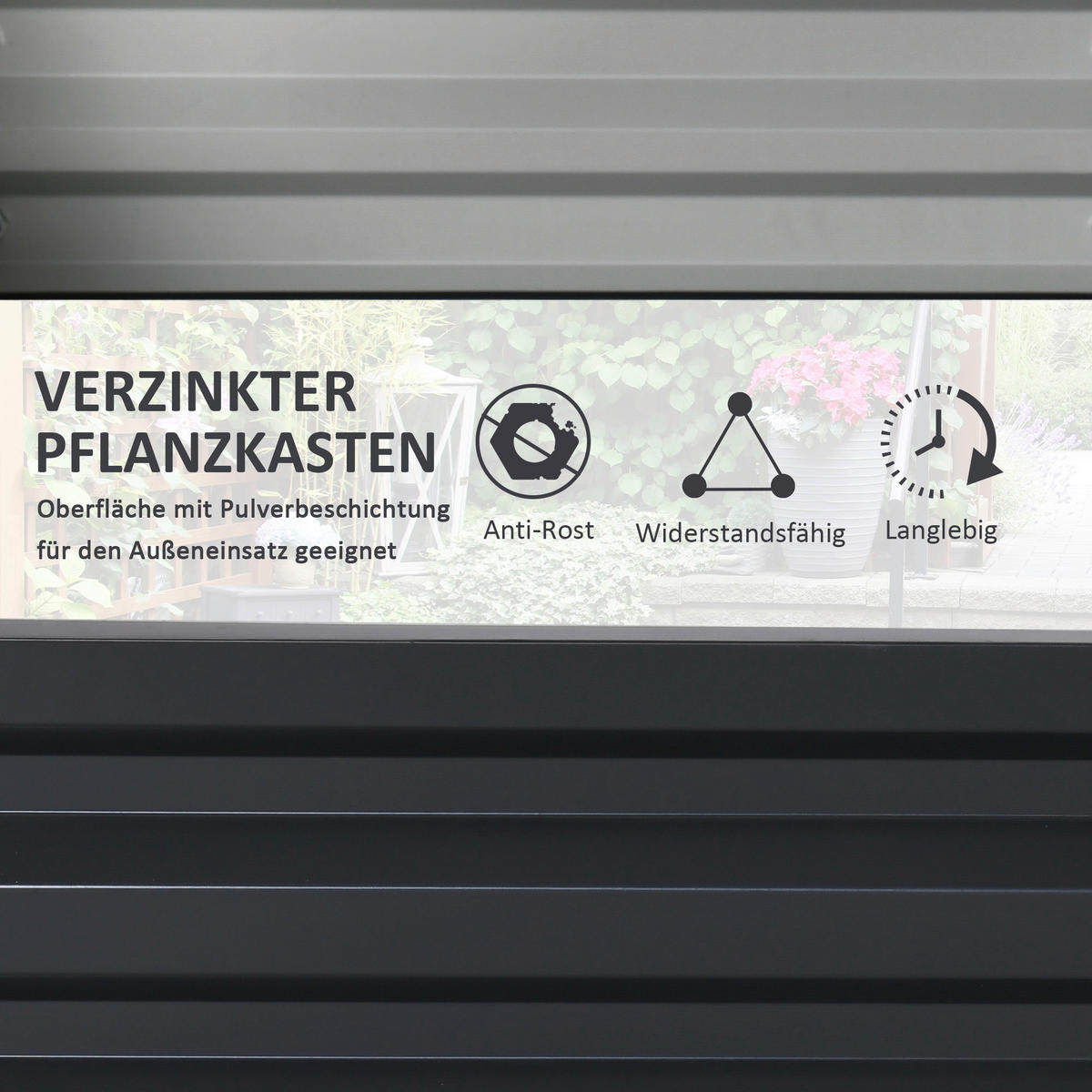 Outsunny Pflanzenbeet mit offenem Boden B/H/L: ca. 120x30x120 cm Pflanzenbeet_mit_offenem_Boden - grau (120,00/120,00/30,00cm) - Outsunny