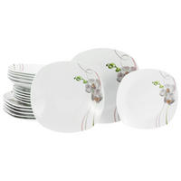 CreaTable Tellerset Square Orchidee weiß Porzellan Square Orchidee - weiß/mauve - CreaTable