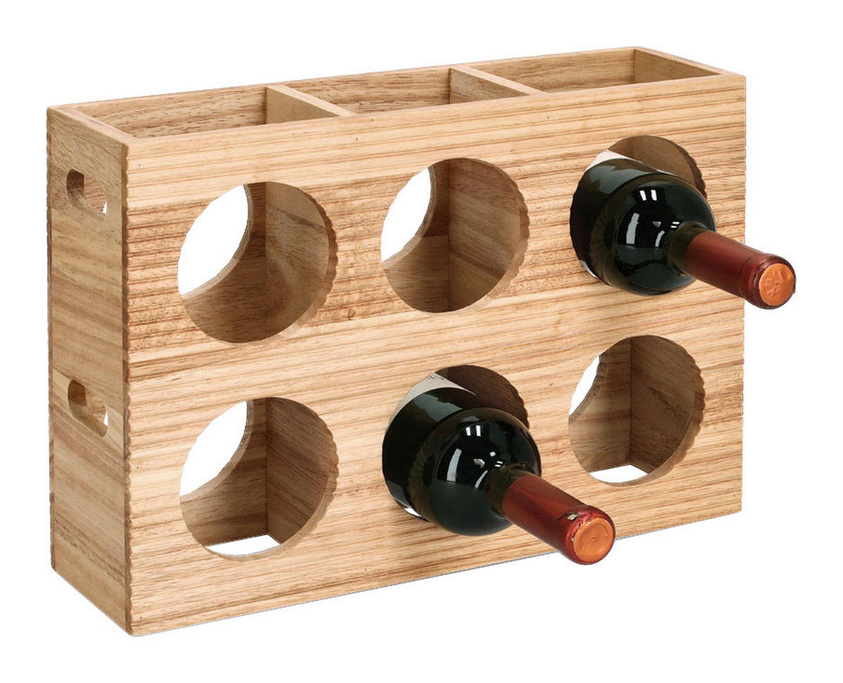Zeller Weinregal Stripes natur Hartholz B/H/L: ca. 10,5x27x38 cm Stripes - natur (38,00/10,50/27,00cm) - Zeller