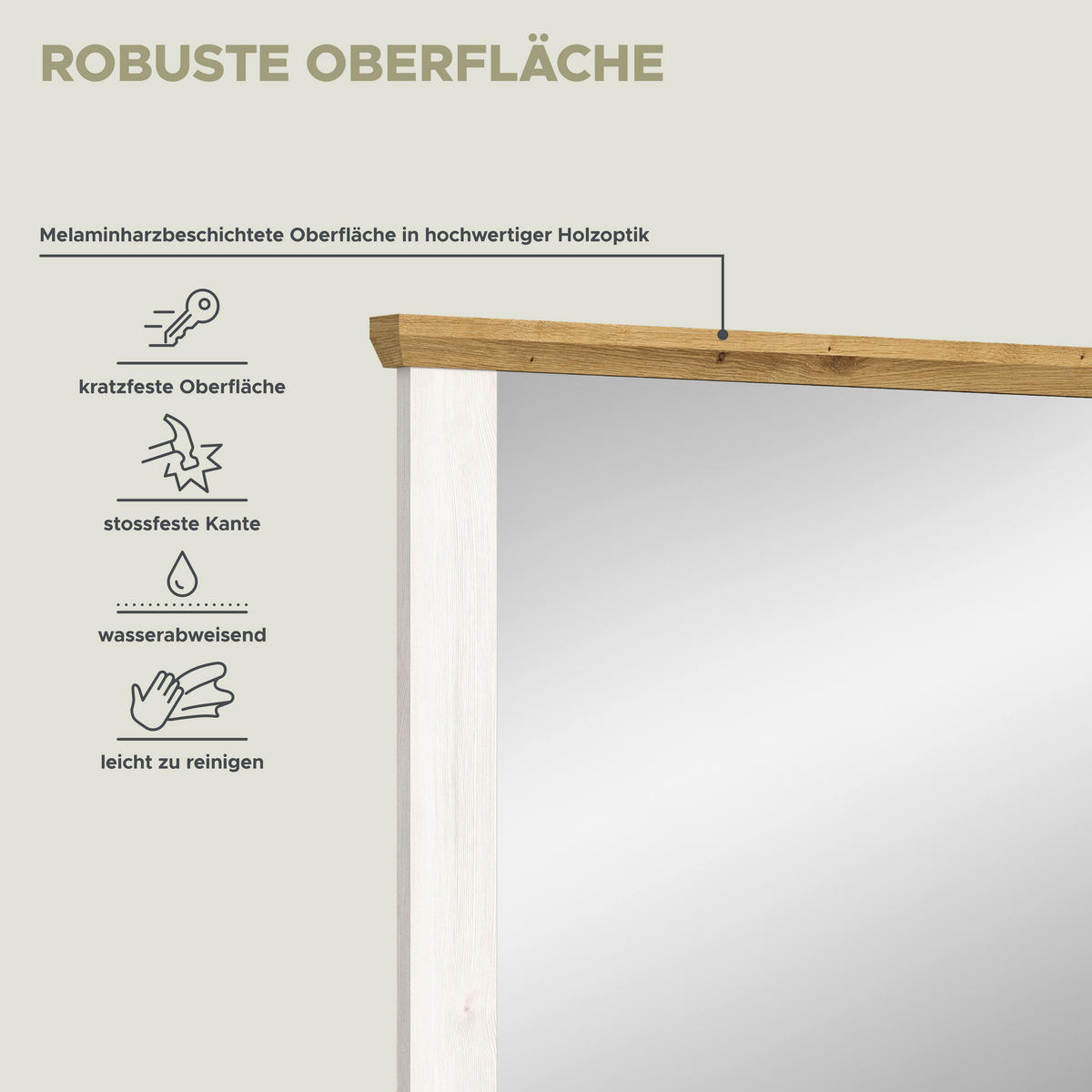 Wandspiegel Verona Sibiu Lärche Nachbildung Eiche Artisan Nachbildung B/H/T: ca. 82x70x4 cm Verona - Eiche (82,00/70,00/4,00cm) - xonox.home