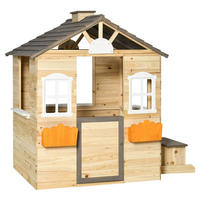 Outsunny Outdoor-Spielzeug grau B/H/L: ca. 94x113x134,5 cm Kinderspielhaus - weiß/natur (134,50/94,00/113,00cm) - Outsunny