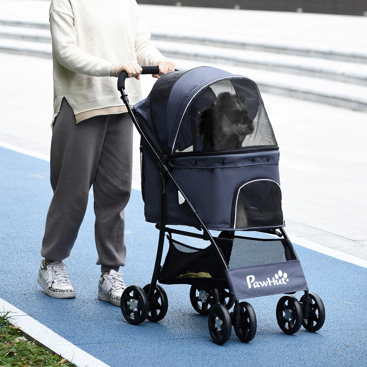 PawHut Hunde-Zubehör blau Polyester B/H/L: ca. 48x81x99 cm Hundetrolley - blau/marine (99,00/48,00/81,00cm) - PawHut