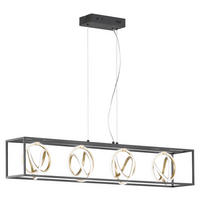 Fischer & Honsel LED-Pendelleuchte 60606 schwarz gold Metall Silikon B/H/T: ca. 110x150x20 cm 4.0 Brennstellen Gisi - gold/schwarz (110,00/150,00/20,00cm) - Fischer & Honsel