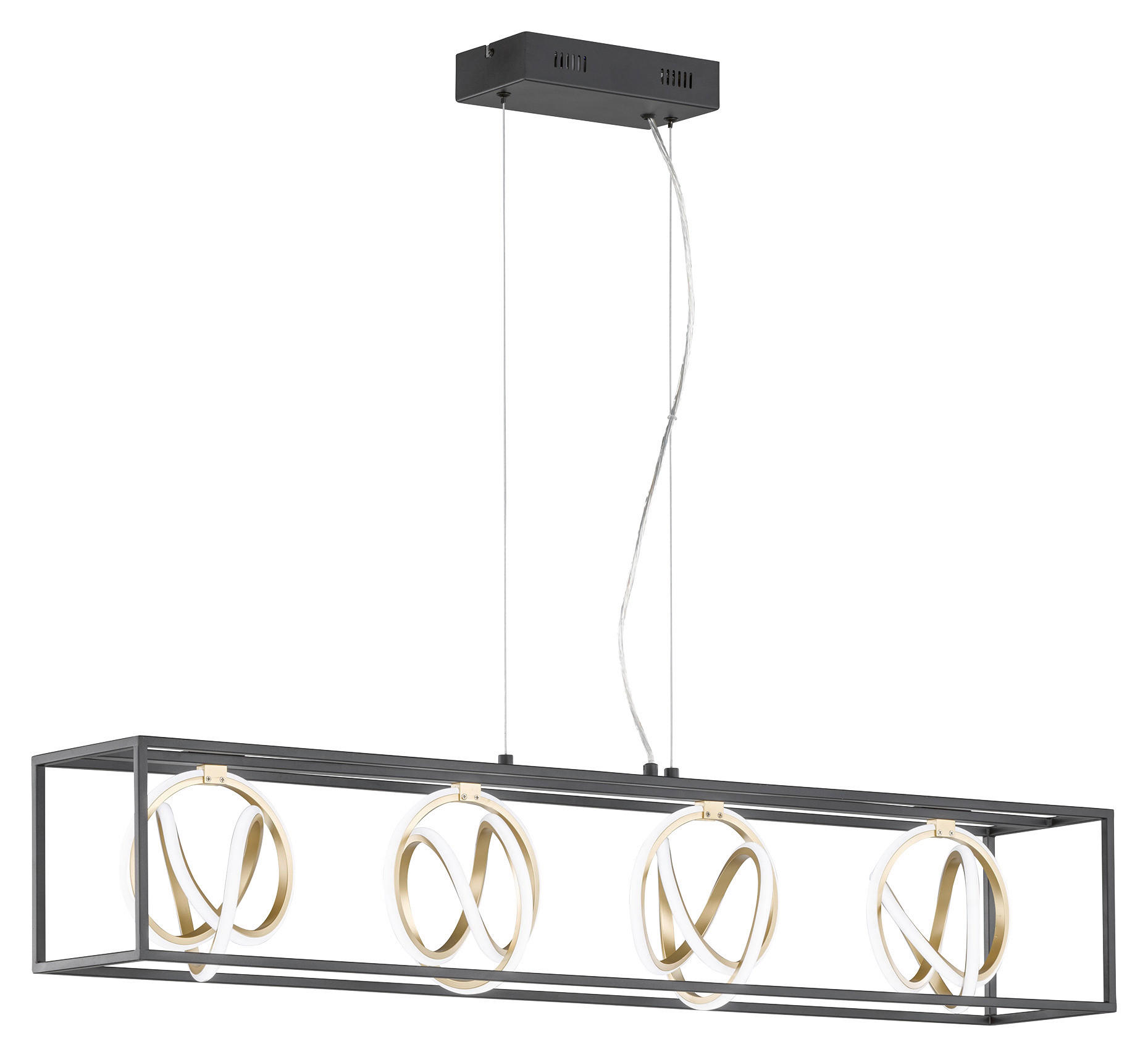 Fischer & Honsel LED-Pendelleuchte 60606 schwarz gold Metall Silikon B/H/T: ca. 110x150x20 cm 4.0 Brennstellen