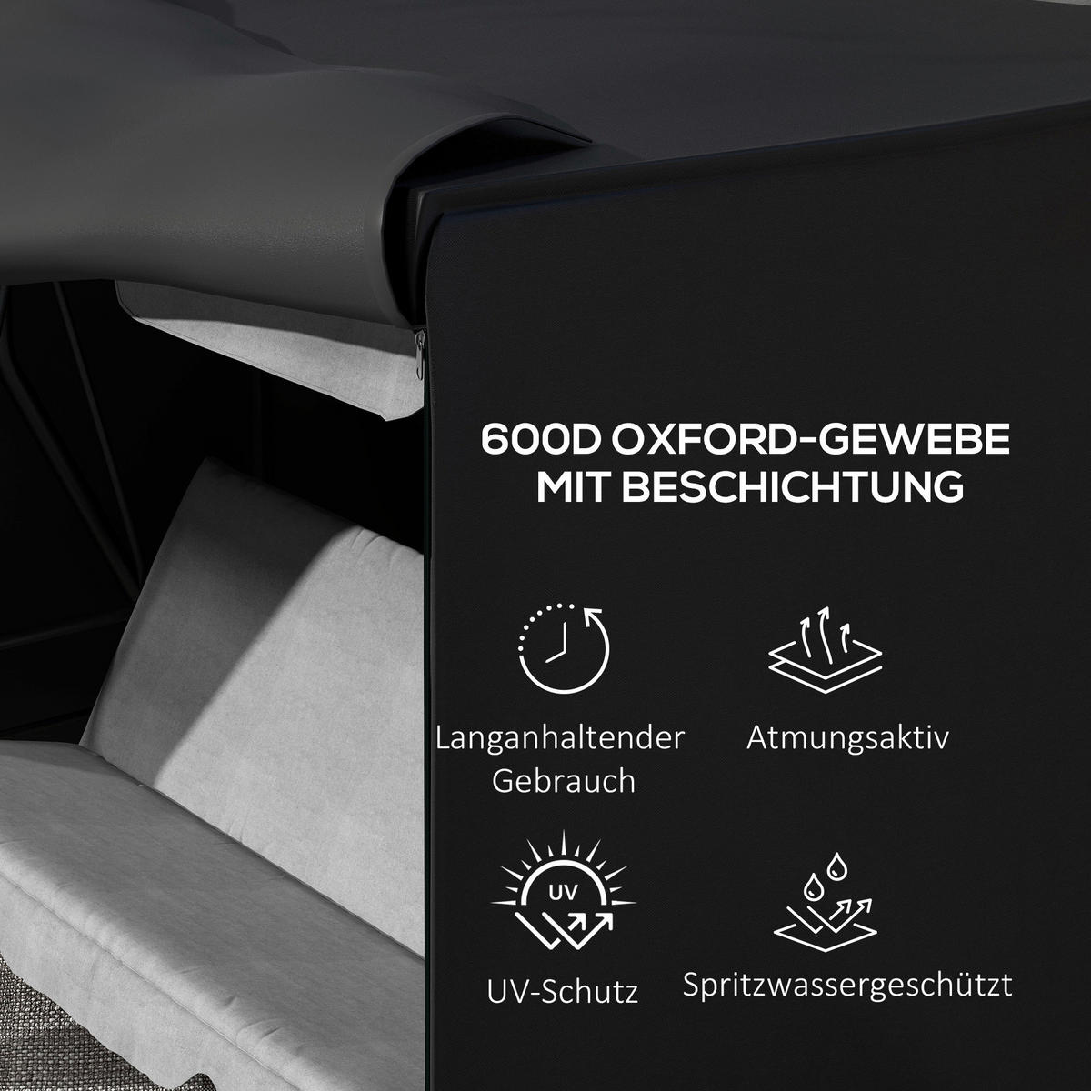 Outsunny Abdeckplane schwarz Polyester B/H/L: ca. 124x164x205 cm Abdeckung für Schaukel - schwarz (205,00/124,00/164,00cm) - Outsunny