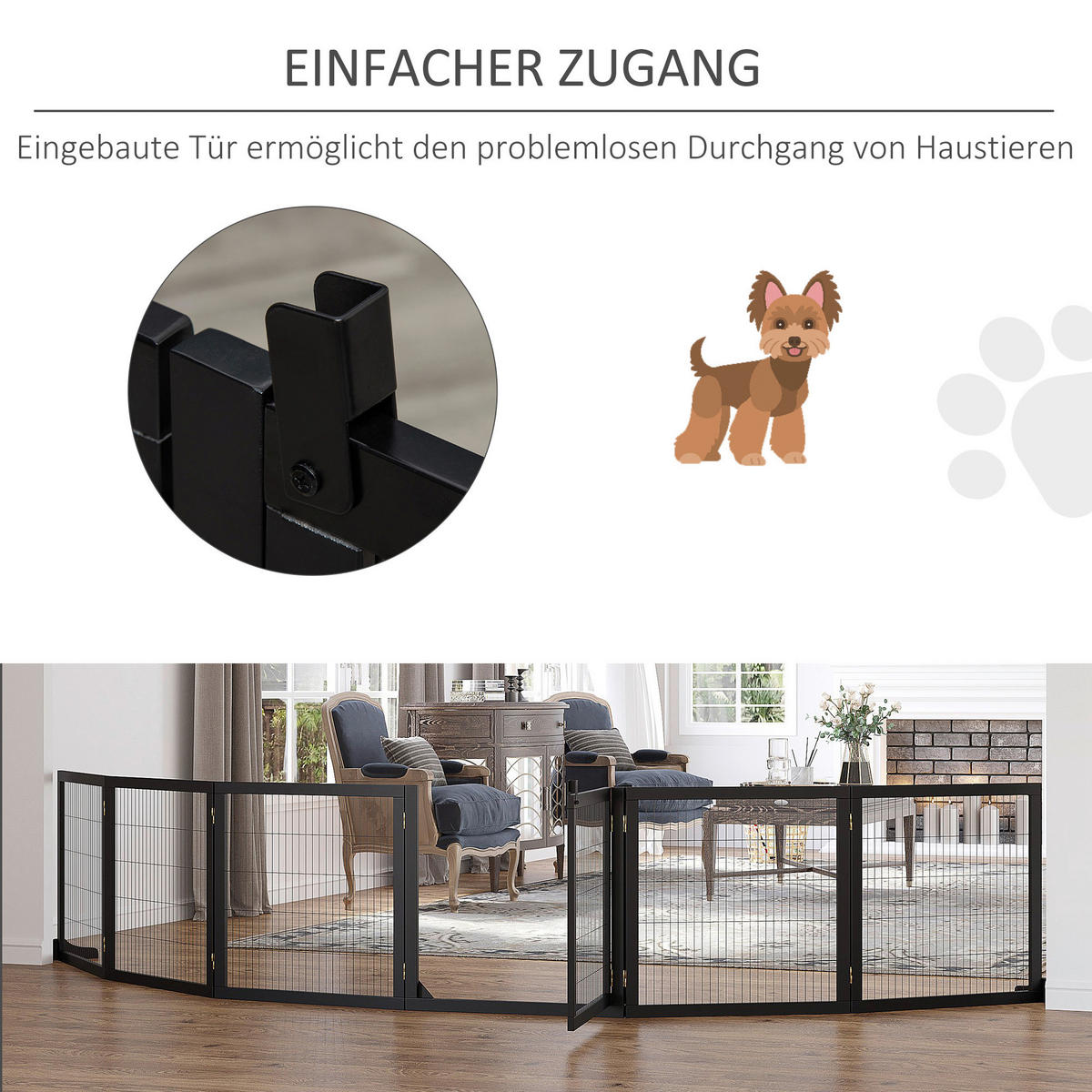 PawHut Schutzgitter schwarz Polypropylen B/H/L: ca. 36x432x70 cm Türschutzgitter - schwarz (70,00/36,00/432,00cm) - PawHut