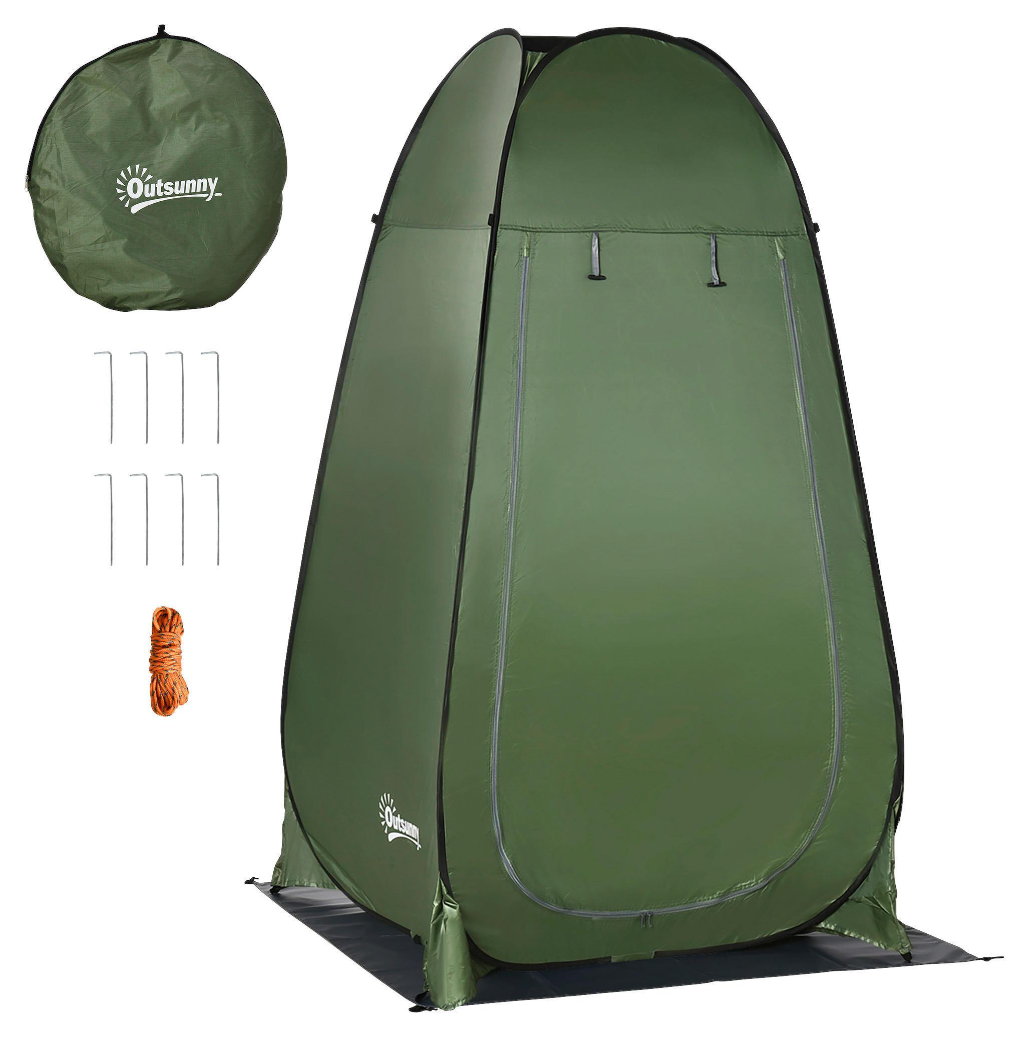 Outsunny Camping-Zubehör dunkelgrün Polypropylen B/H/L: ca. 124x126x189 cm Duschzelt - dunkelgrün (189,00/124,00/126,00cm) - Outsunny