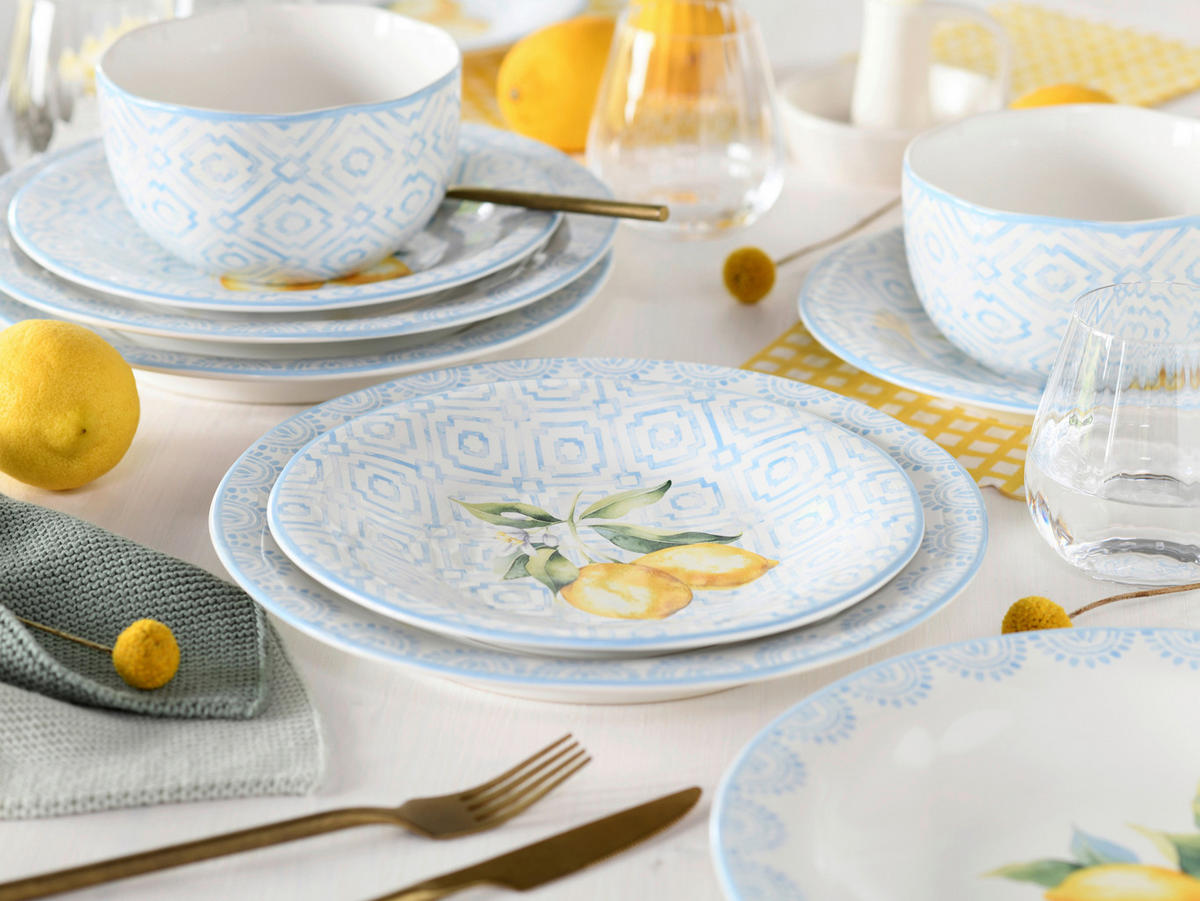 CreaTable Tafelservice Lemoncello bunt Steinzeug 12 tlg. Lemoncello - bunt - CreaTable