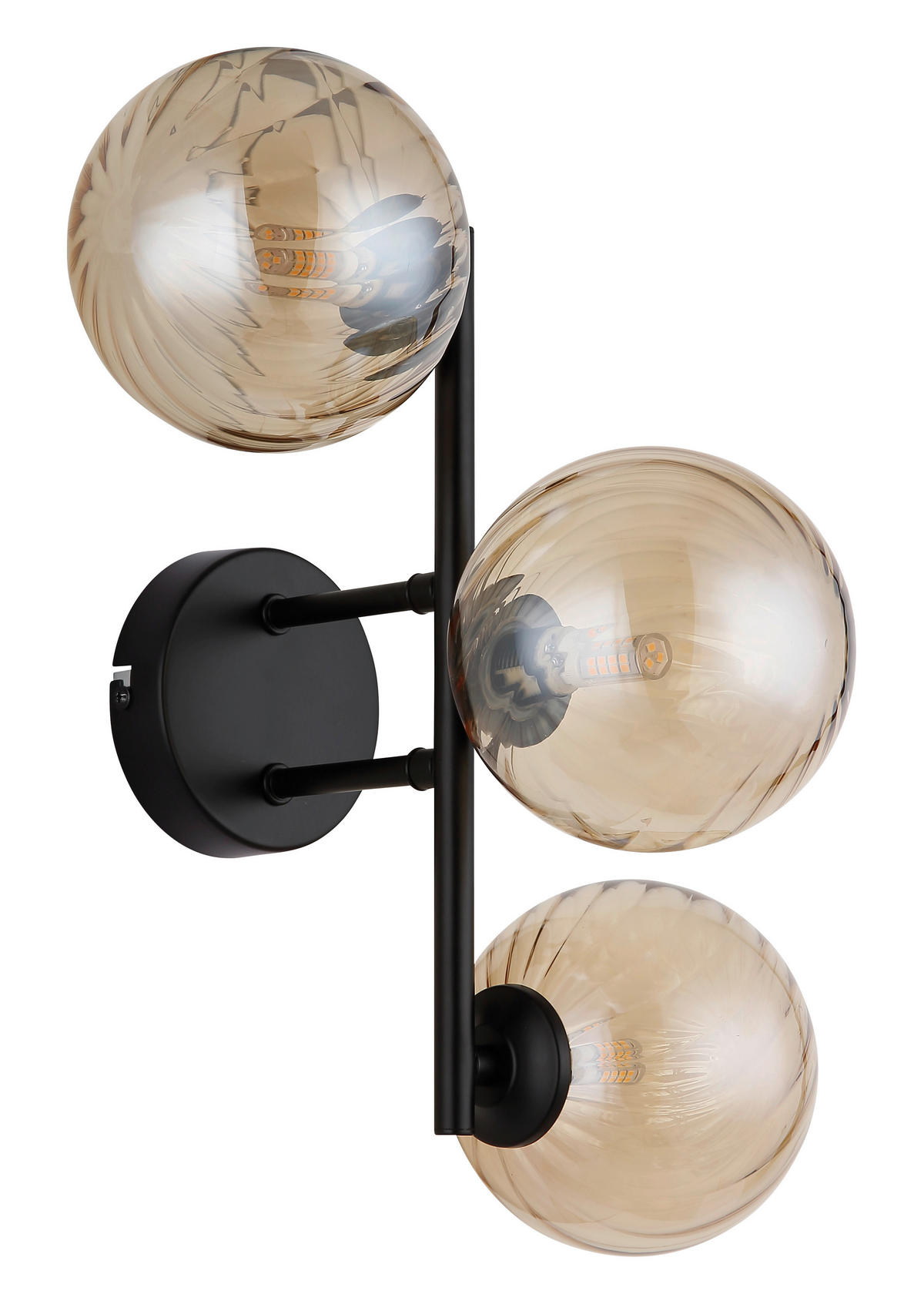GLOBO LED-Wandleuchte amber schwarz Metall Glas B/H/T: ca. 28x25x36 cm 3 Brennstellen CONOR - schwarz/amber (28,00/25,00/36,00cm) - GLOBO