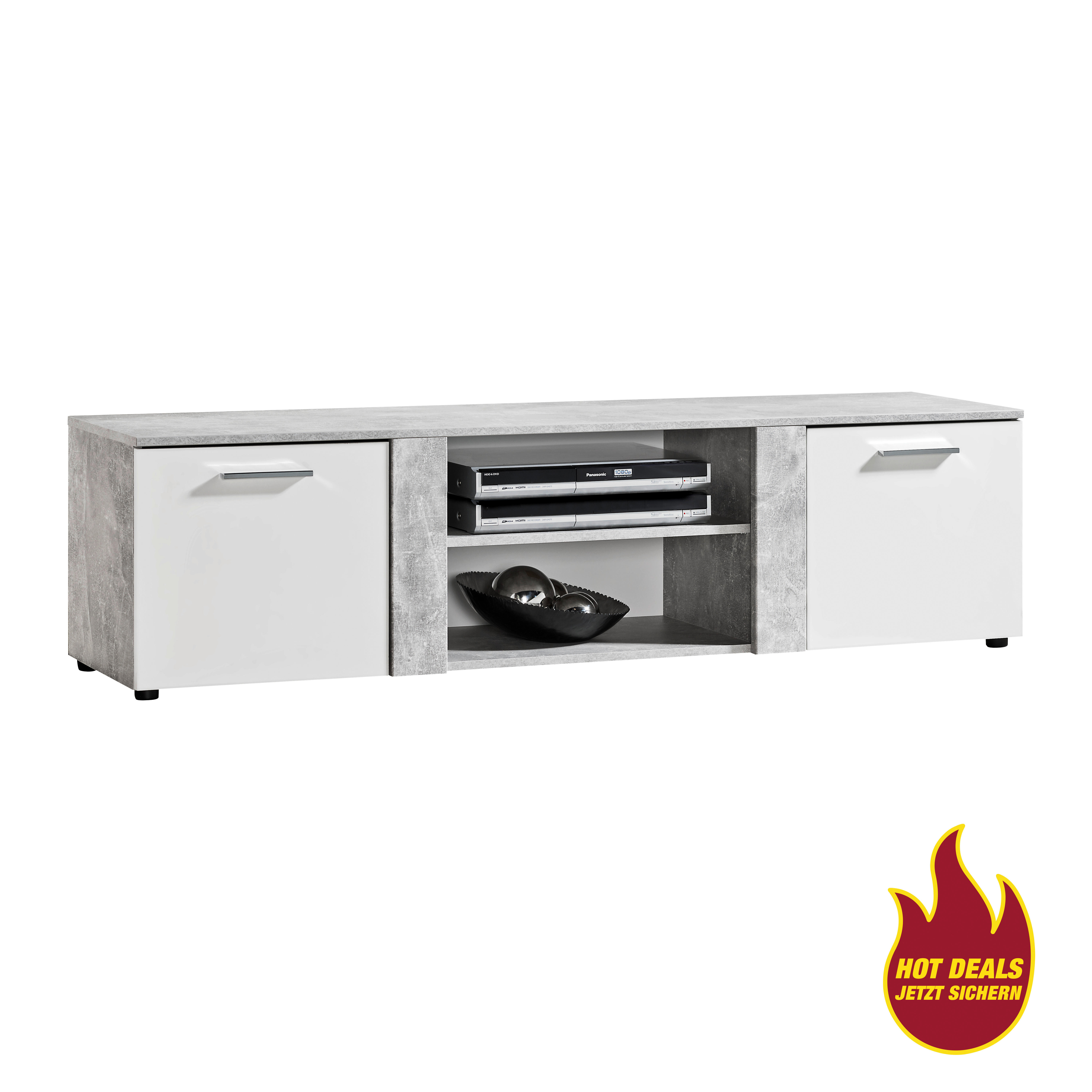 TV-Lowboard Trentino Beton Optik weiß B/H/T: ca. 160x42x40 cm Trentino - Beton/weiß (160,00/42,00/40,00cm)