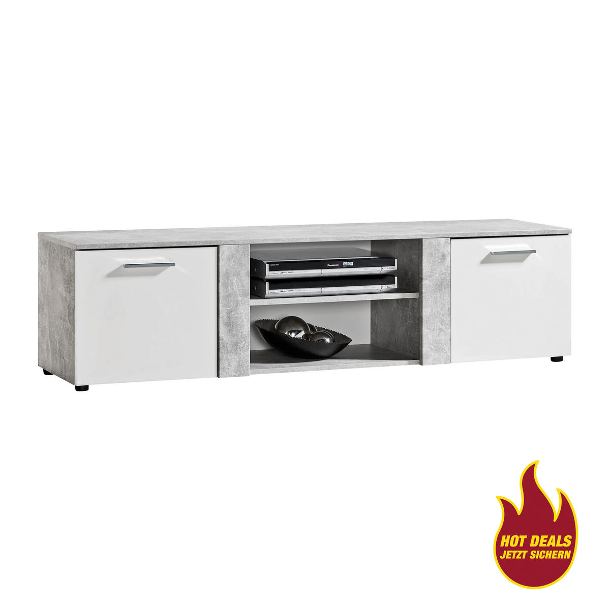 TV-Lowboard Trentino Beton Optik weiß B/H/T: ca. 160x42x40 cm Trentino - Beton/weiß (160,00/42,00/40,00cm)