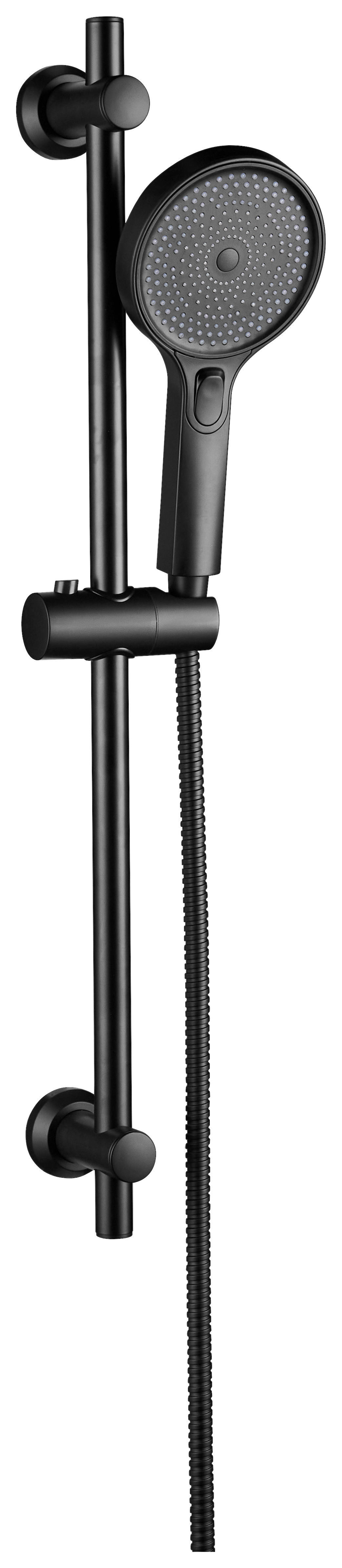 Duschsystem mattschwarz L/D: ca. 70x12 cm Brausegarnitur_Paris_Pocoline BLK - mattschwarz (12,00cm) - POCOline