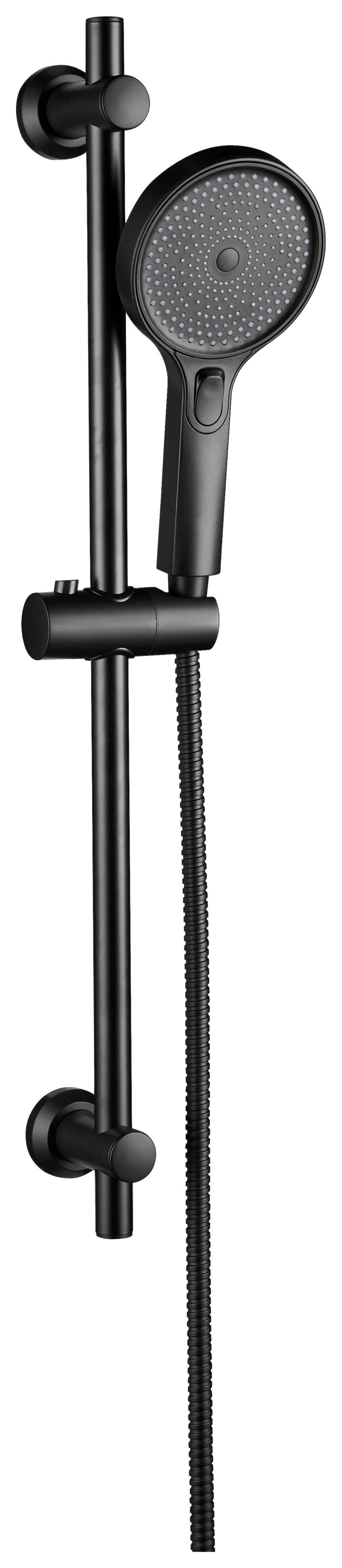 Duschsystem mattschwarz L/D: ca. 70x12 cm Brausegarnitur_Paris_Pocoline BLK - mattschwarz (12,00cm) - POCOline