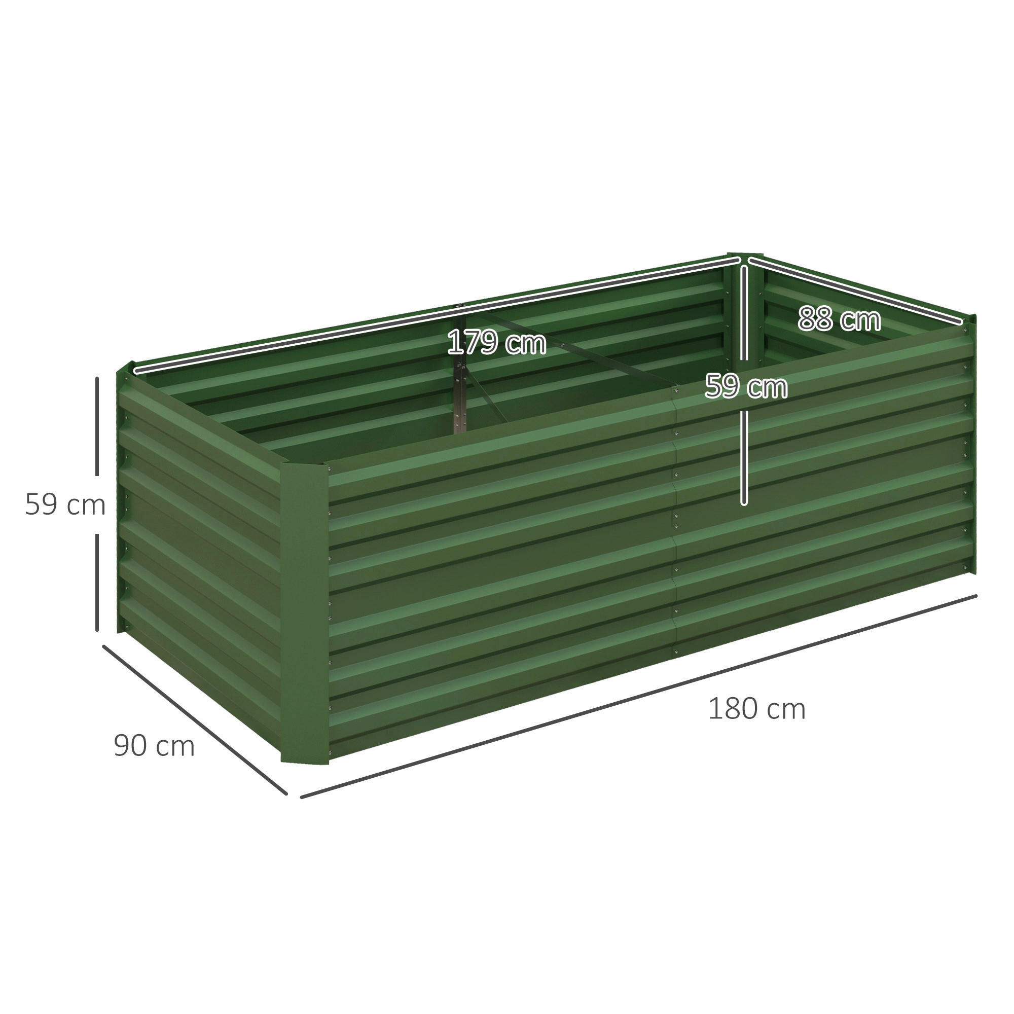 Outsunny Hochbeet grün Stahl B/H/L: ca. 90x59x180 cm Hochbeet - grün (180,00/90,00/59,00cm) - Outsunny