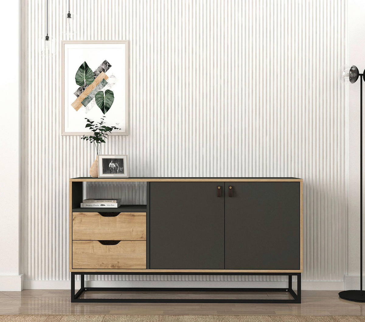 Sideboard Dolores anthrazit Safir Nachbildung B/H/T: ca. 150x80x35 cm Dolores - anthrazit/Safir (150,00/80,00/35,00cm) - moebel17
