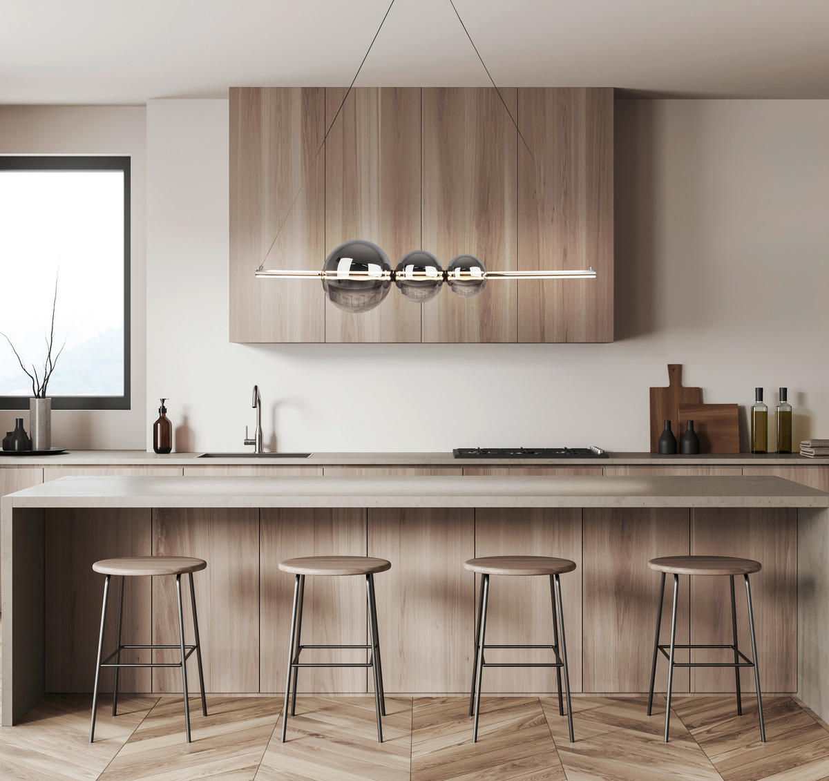 Näve Leuchten LED-Pendelleuchte Chrom Glas Metall B/H/T: ca. 125,3x150x25 cm NOVA - Chrom (125,30/150,00/25,00cm) - Näve Leuchten