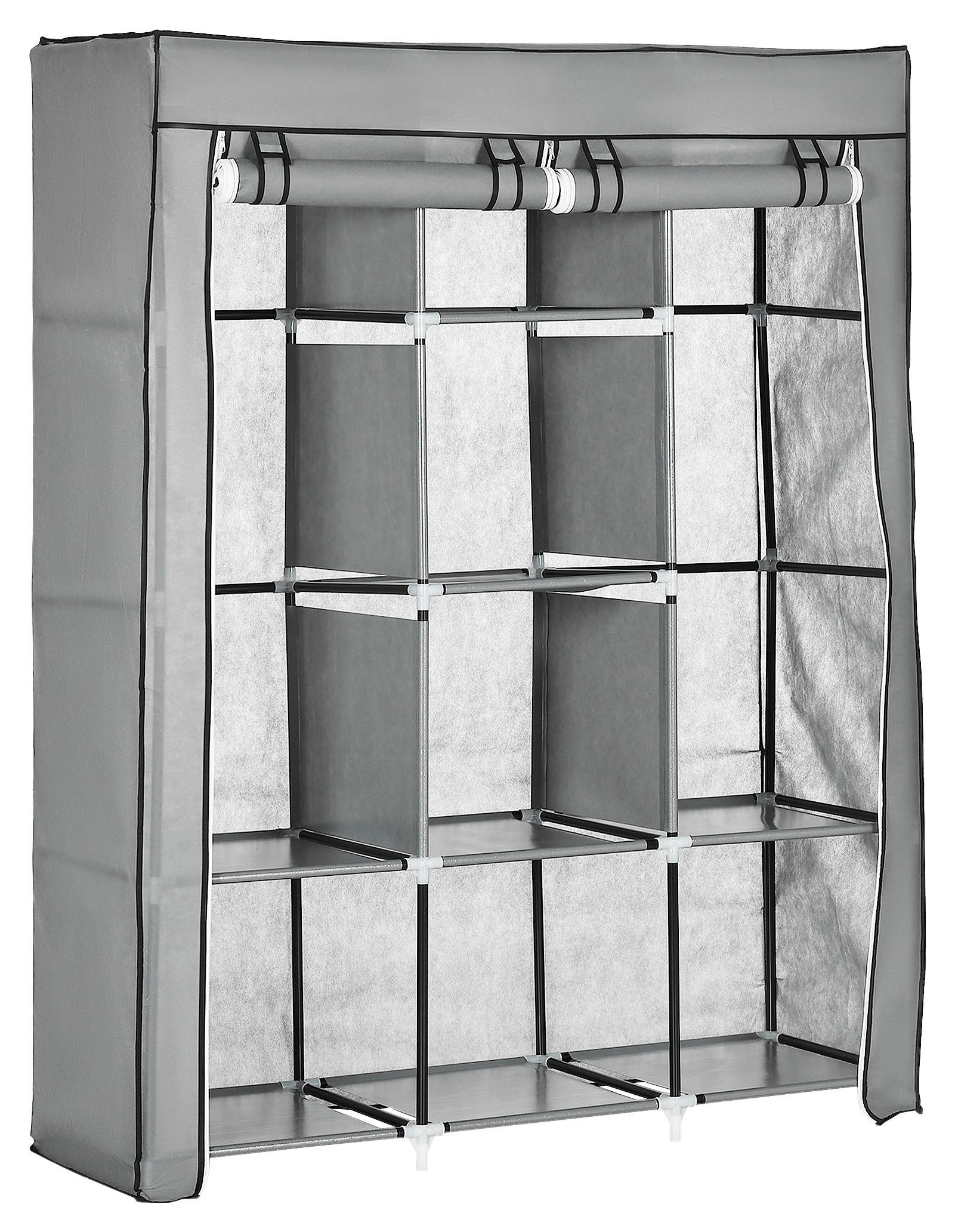 HOMCOM Kleiderschrank hellgrau Edelstahl B/H/L: ca. 43x125x162,5 cm Stoffschrank - hellgrau (162,50/43,00/125,00cm) - HOMCOM