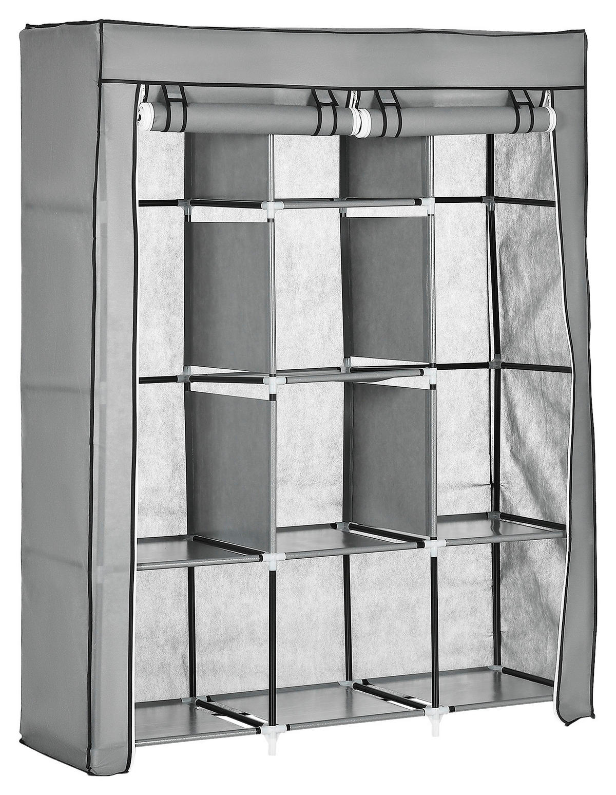 HOMCOM Kleiderschrank hellgrau Edelstahl B/H/L: ca. 43x125x162,5 cm Stoffschrank - hellgrau (162,50/43,00/125,00cm) - HOMCOM
