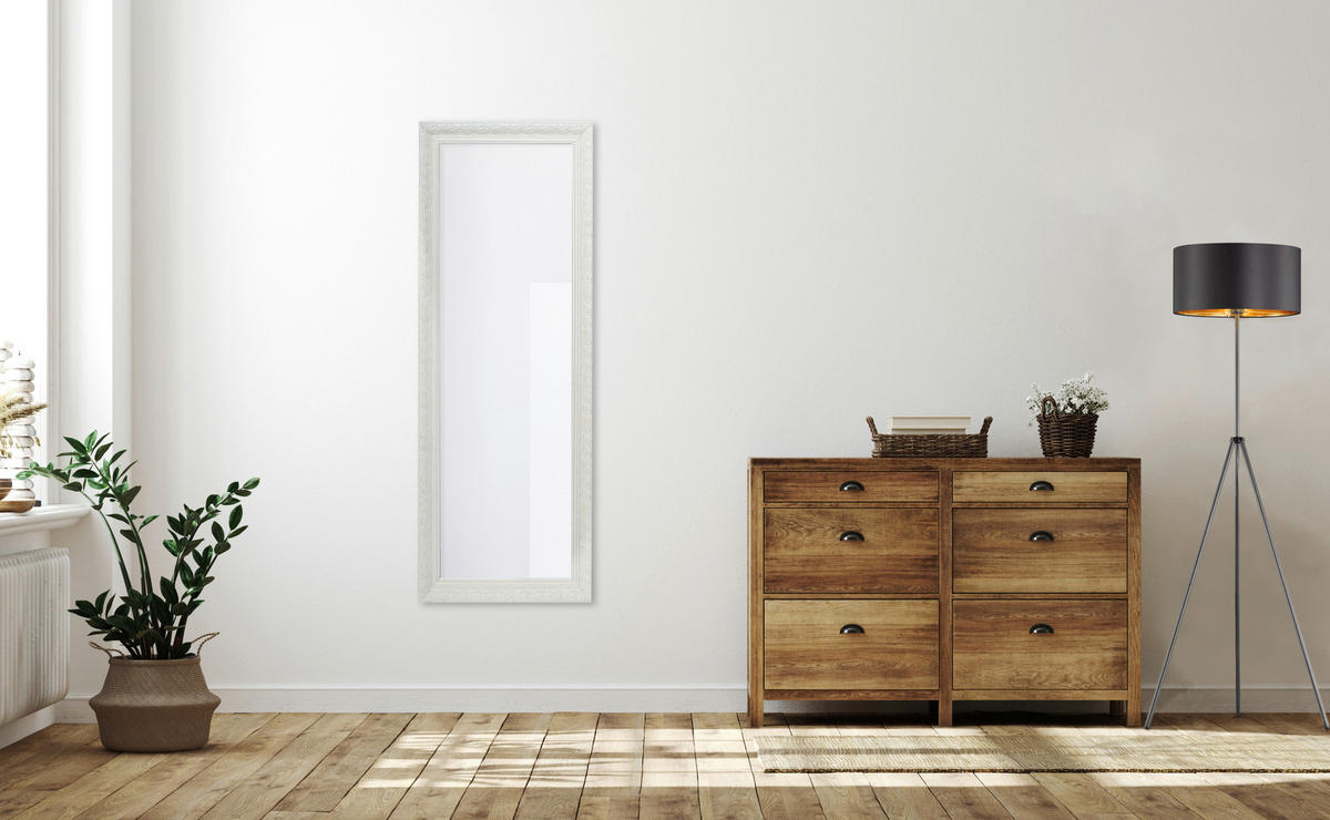 Mirrors&More Rahmenspiegel TANJA weiß B/H/T: ca. 50x150x3,5 cm TANJA - weiß (50,00/150,00/3,50cm) - Mirrors&More