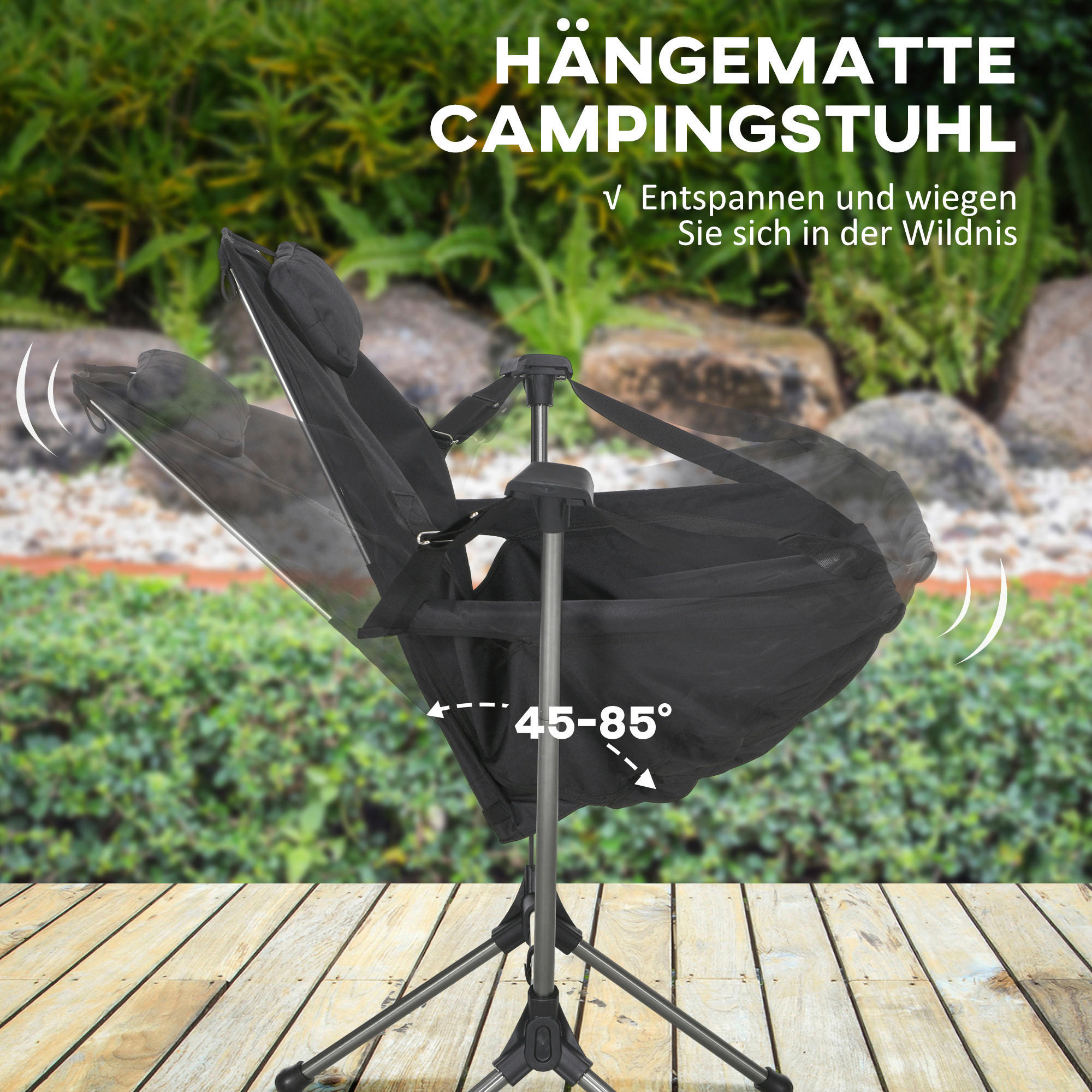 Outsunny Hängematte Campingstuhl B/H/L: ca. 100x101x54 cm Hängematte Campingstuhl - schwarz (54,00/100,00/101,00cm) - Outsunny