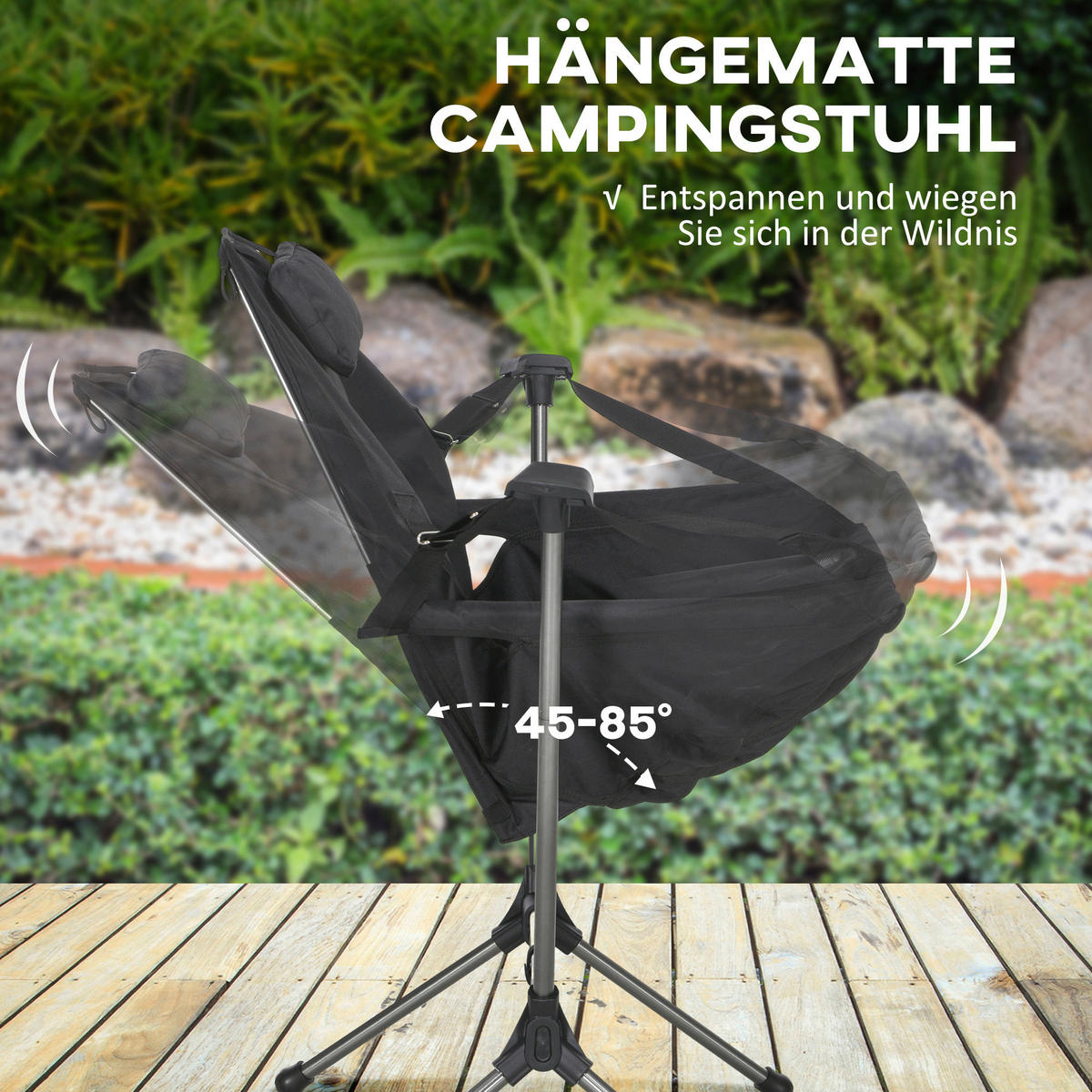 Outsunny Hängematte Campingstuhl B/H/L: ca. 100x101x54 cm Hängematte Campingstuhl - schwarz (54,00/100,00/101,00cm) - Outsunny
