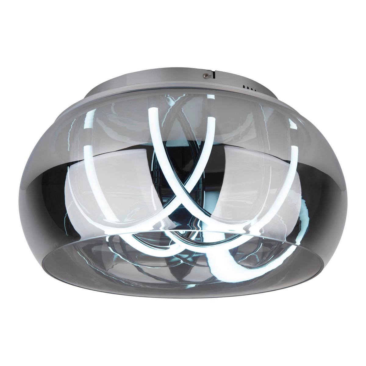 Näve Leuchten LED-Deckenleuchte Chrom Metall Glas B/H/T/D: ca. 45x23,5x45x45 cm MALOU - Chrom (45,00/23,50/45,00cm) - Näve Leuchten