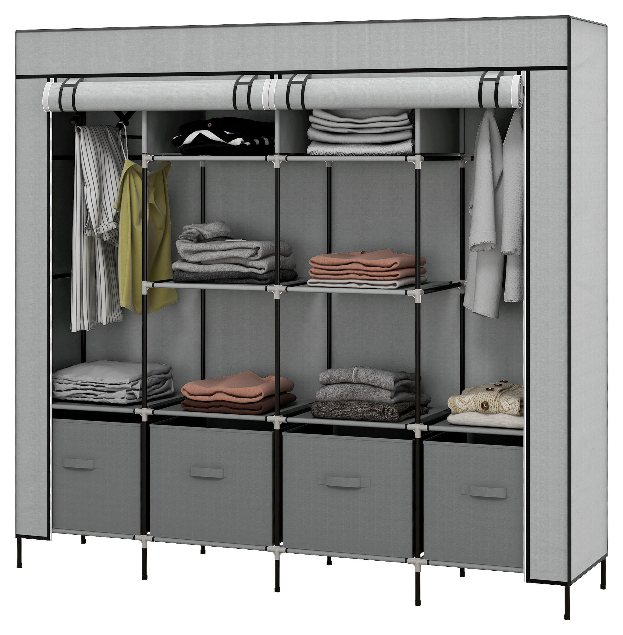 HOMCOM Kleiderschrank dunkelgrau Polypropylen B/H/L: ca. 42,5x166x169,5 cm Stoffschrank - dunkelgrau (169,50/42,50/166,00cm) - HOMCOM