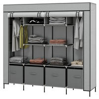HOMCOM Kleiderschrank dunkelgrau Polypropylen B/H/L: ca. 42,5x166x169,5 cm Stoffschrank - dunkelgrau (169,50/42,50/166,00cm) - HOMCOM