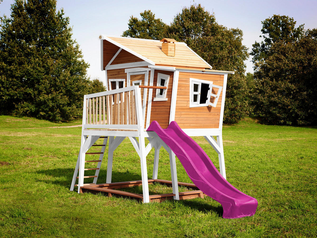 AXI Spielhaus Max braun B/H/L: ca. 432x288x193 cm Max - braun/lila (193,00/432,00/288,00cm) - AXI