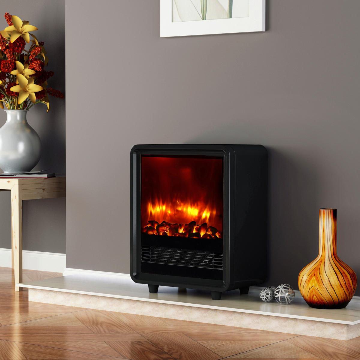 Balderia Elektrischer-Kamin schwarz B/H/L: ca. 17,5x37,5x30 cm Elektro-Kamin George - schwarz (30,00/17,50/37,50cm) - Balderia