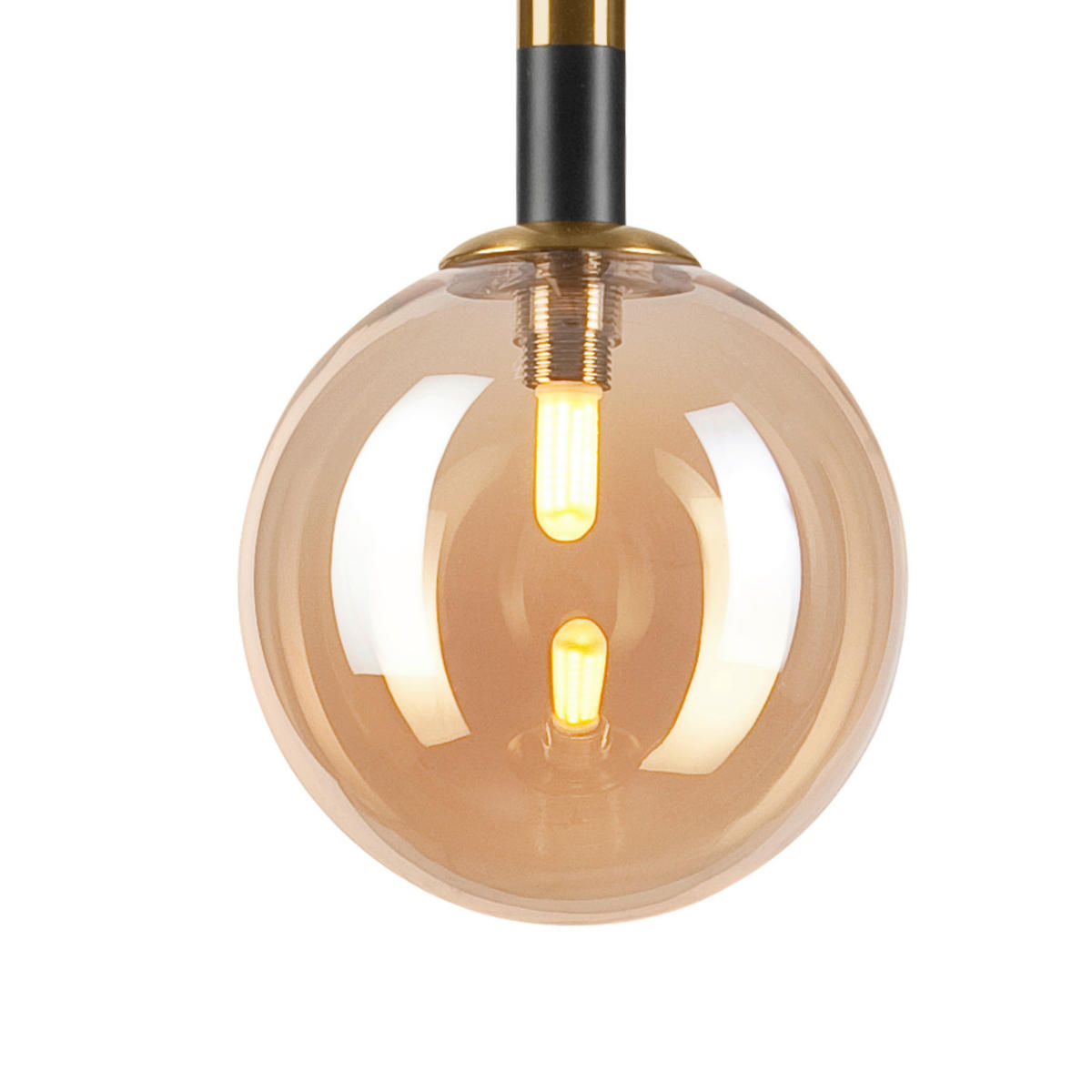 Lamkur Pendelleuchte ROLLO 49342 gold schwarz Glas Stahl H/L: ca. 120x15 cm E27 1 Brennstellen Rollo - gold/schwarz (15,00cm) - Lamkur