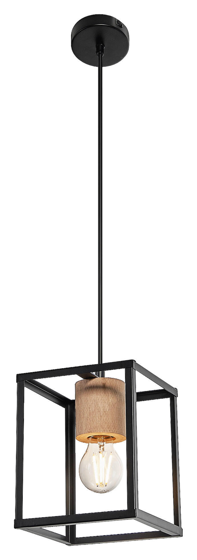 LEDVANCE Pendelleuchte Nairobi 758902 schwarz Metall Holz B/H/L: ca. 17x135x17 cm E27 1 Brennstellen Decor Nairobi - schwarz (17,00/17,00/135,00cm) - LEDVANCE