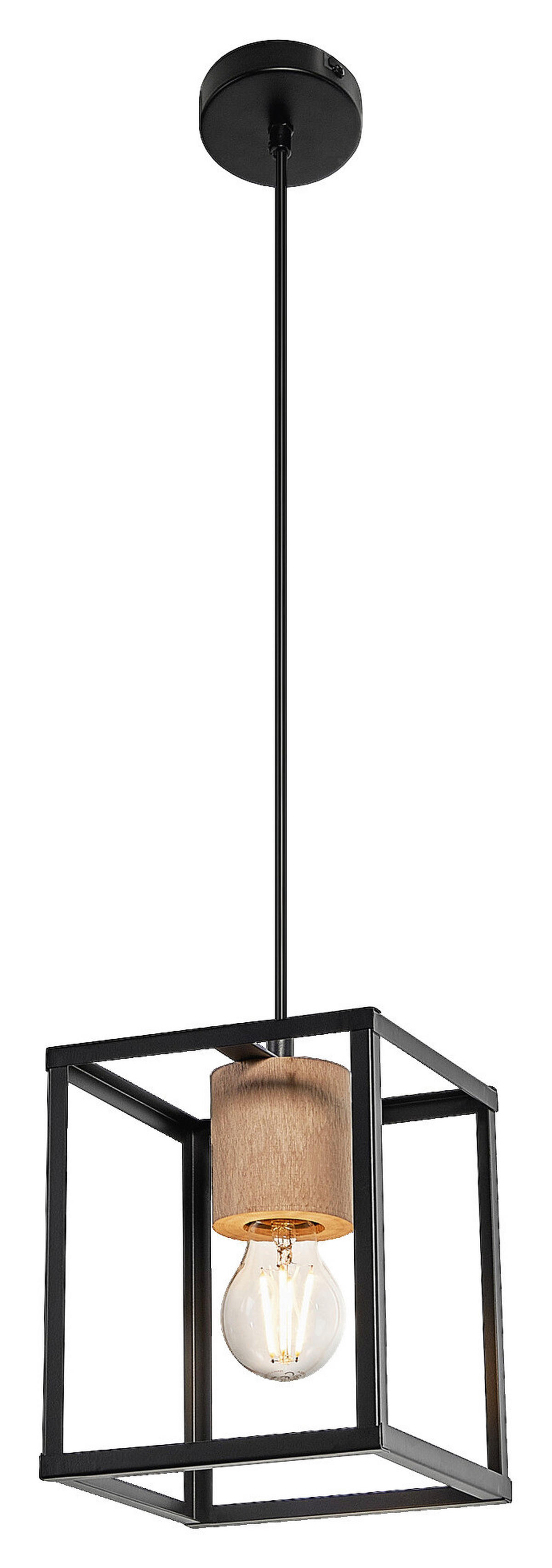 LEDVANCE Pendelleuchte Nairobi 758902 schwarz Metall Holz B/H/L: ca. 17x135x17 cm E27 1 Brennstellen Decor Nairobi - schwarz (17,00/17,00/135,00cm) - LEDVANCE