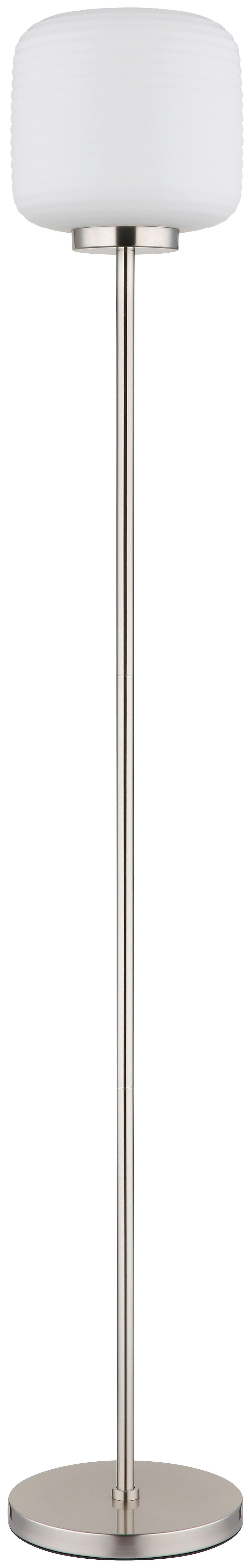 GLOBO Stehleuchte nickel matt Opal schwarz Glas Metall H/T/D: ca. 157x36x24 cm 1 Brennstellen Kaldora - nickel matt/schwarz (24,00/157,00cm) - GLOBO