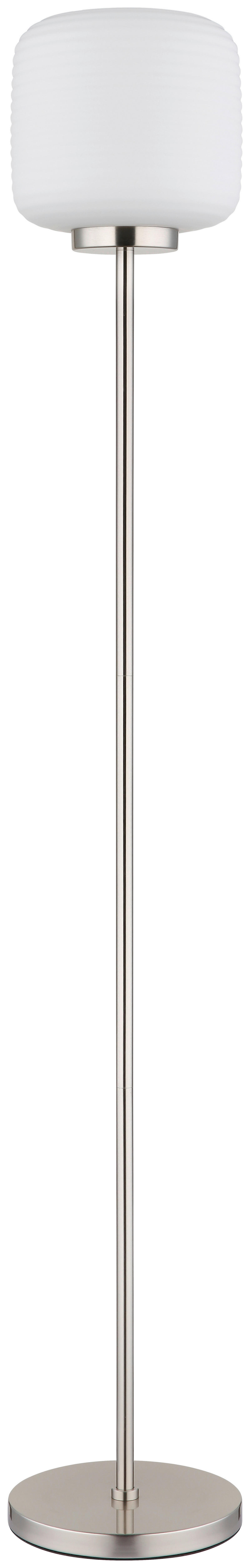 GLOBO Stehleuchte nickel matt Opal schwarz Glas Metall H/T/D: ca. 157x36x24 cm 1 Brennstellen Kaldora - nickel matt/schwarz (24,00/157,00cm) - GLOBO