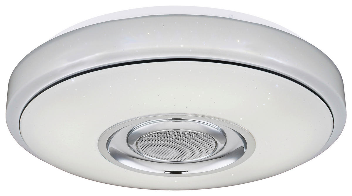 POCOline Deckenleuchte Sound weiß Chrom Kunststoff Metall H/D: ca. 8x34 cm Sound - weiß/Chrom (34,00/8,00cm) - POCOline
