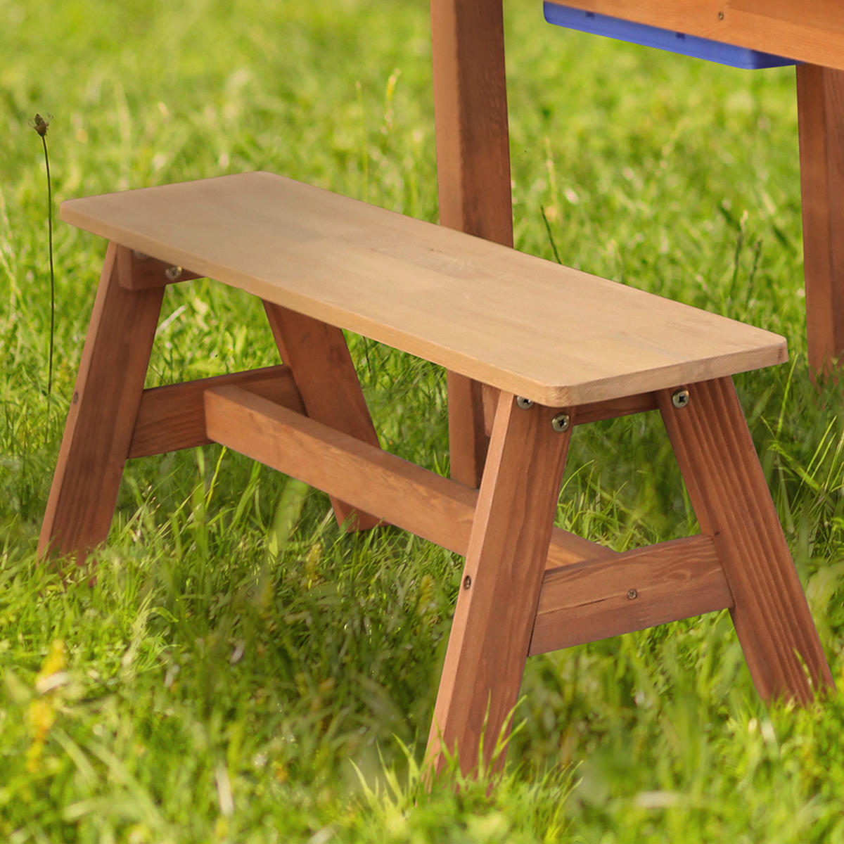 AXI Kinder-Picknicktisch Dennis braun B/H/L: ca. 97x50x97 cm Dennis - braun/blau (97,00/97,00/50,00cm) - AXI