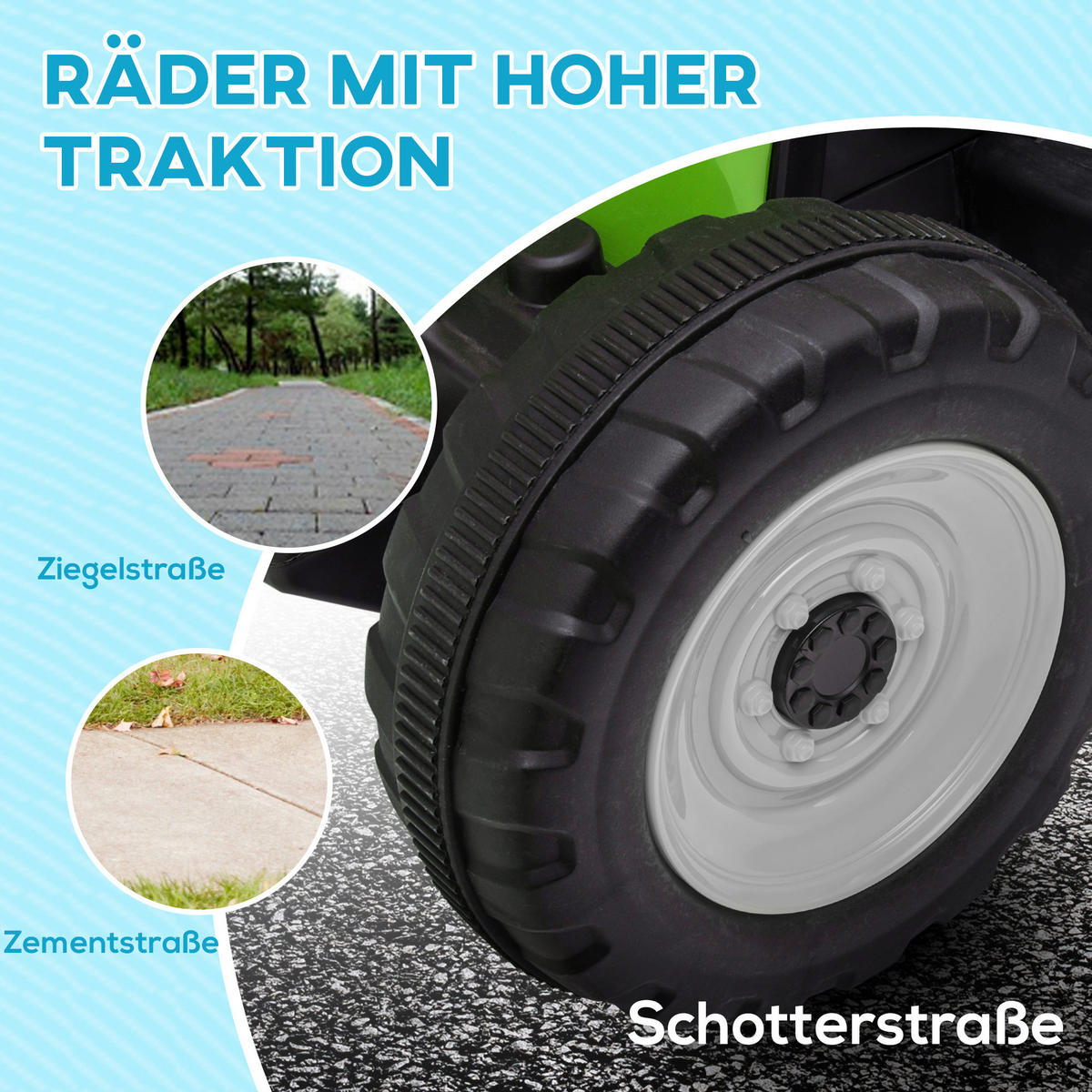 HOMCOM Kinder Elektro-Traktor grün B/H/L: ca. 50x52,5x136,5 cm Kinder Elektro-Traktor - grün (136,50/50,00/52,50cm) - HOMCOM