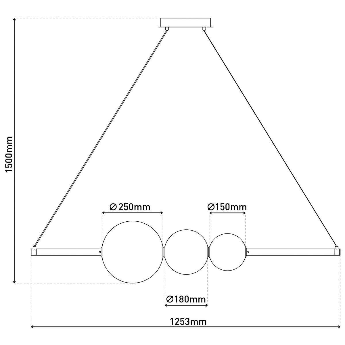 Näve Leuchten LED-Pendelleuchte Chrom Glas Metall B/H/T: ca. 125,3x150x25 cm NOVA - Chrom (125,30/150,00/25,00cm) - Näve Leuchten