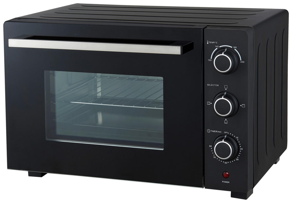 POCOline Mini-Backofen silber Metall B/H/L: ca. 42,6x33,7x51,1 cm Mini-Backofen 30l Lesbos - schwarz/silber (51,10/42,60/33,70cm) - POCOline