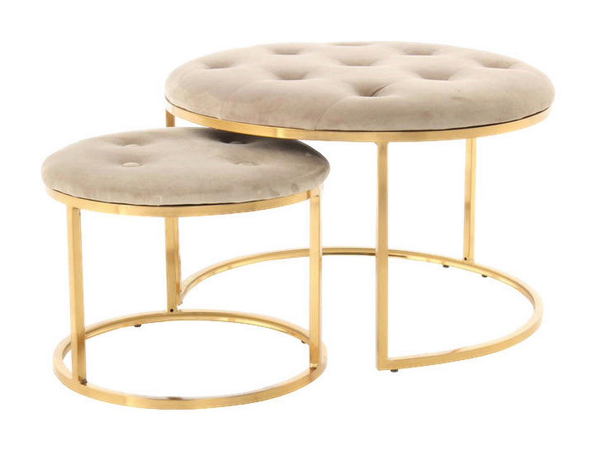 360 Living Hocker Myla 100 2er-Set taupe gold Samt Metall H/D: ca. 41x60 cm Myla 100 2er-Set - gold/taupe (60,00/41,00cm) - 360 Living
