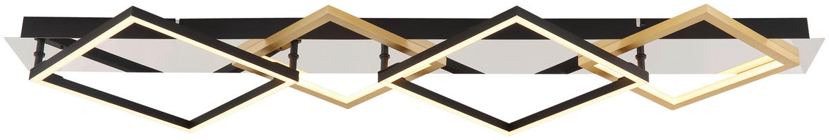 GLOBO LED-Deckenleuchte 67847-48 mattschwarz gold Chrom Metall Kunststoff Aluminium B/H/T: ca. 35,5x7x104,5 cm LESINA - gold/mattschwarz (35,50/7,00/104,50cm) - GLOBO