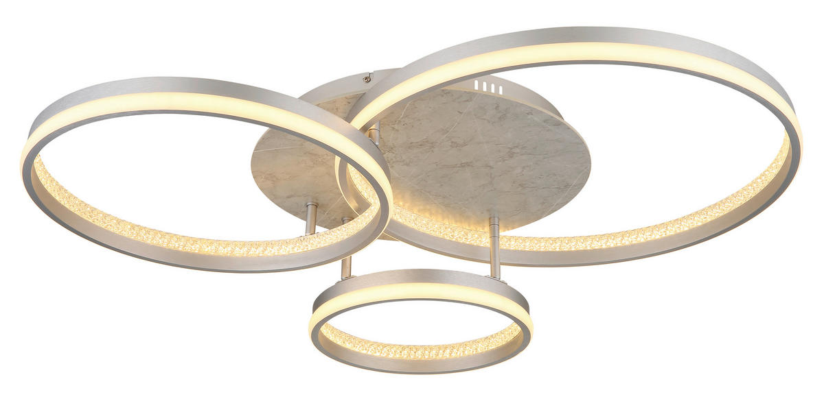 GLOBO LED-Deckenleuchte MARY 62000302 silber klar Opal MDF Kunststoff Metall B/H/L: ca. 85,5x16,7x68,5 cm 1 Brennstellen MARY - klar/Opal (68,50/85,50/16,70cm) - GLOBO