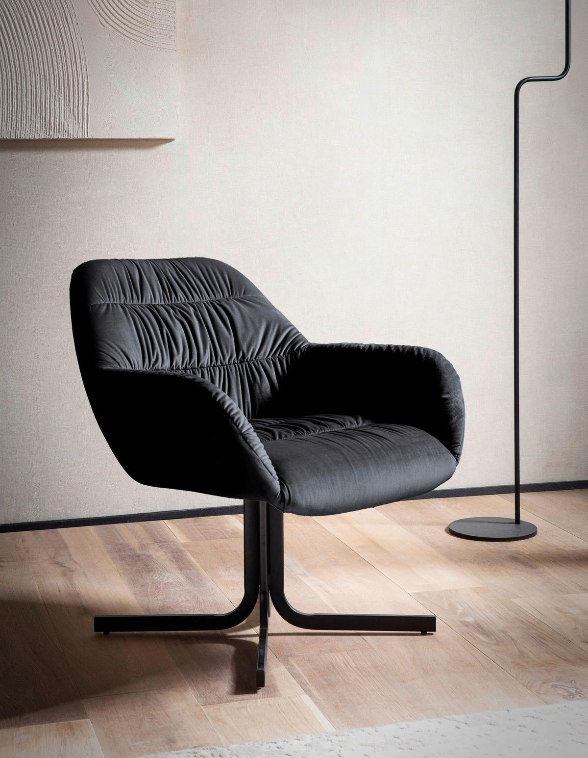 Wohnling Sessel schwarz Polyester Loungesessel - schwarz - Wohnling